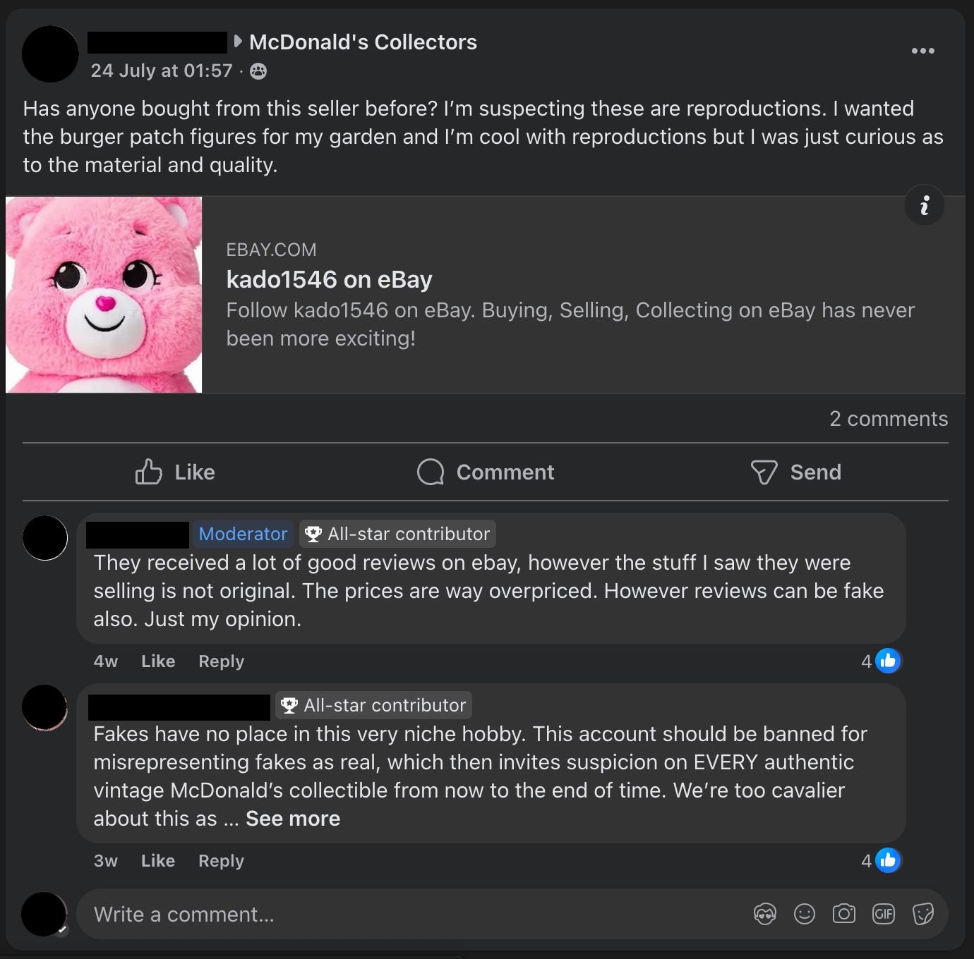 Facebook evidence of scammer Kado1546